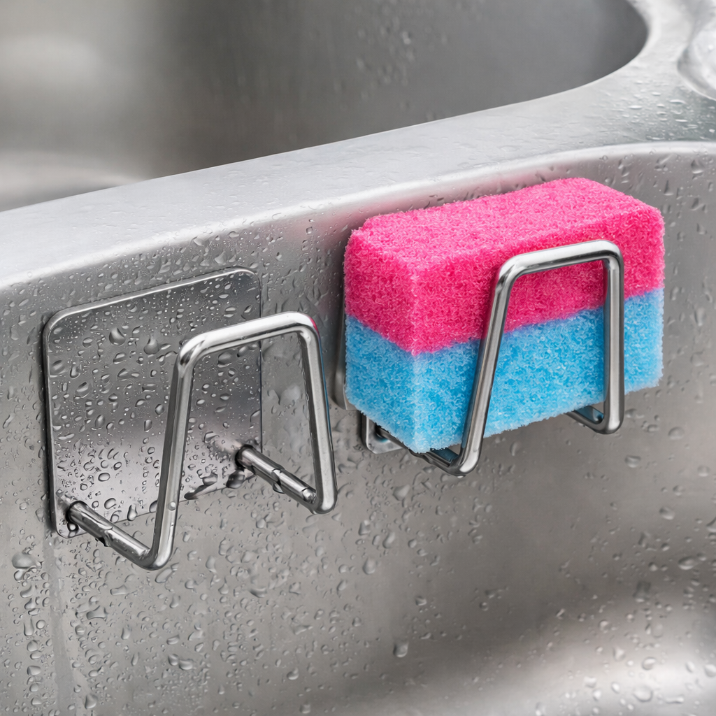 Stainless Steel Sponge Holder (No-Drill, Rust-Free)