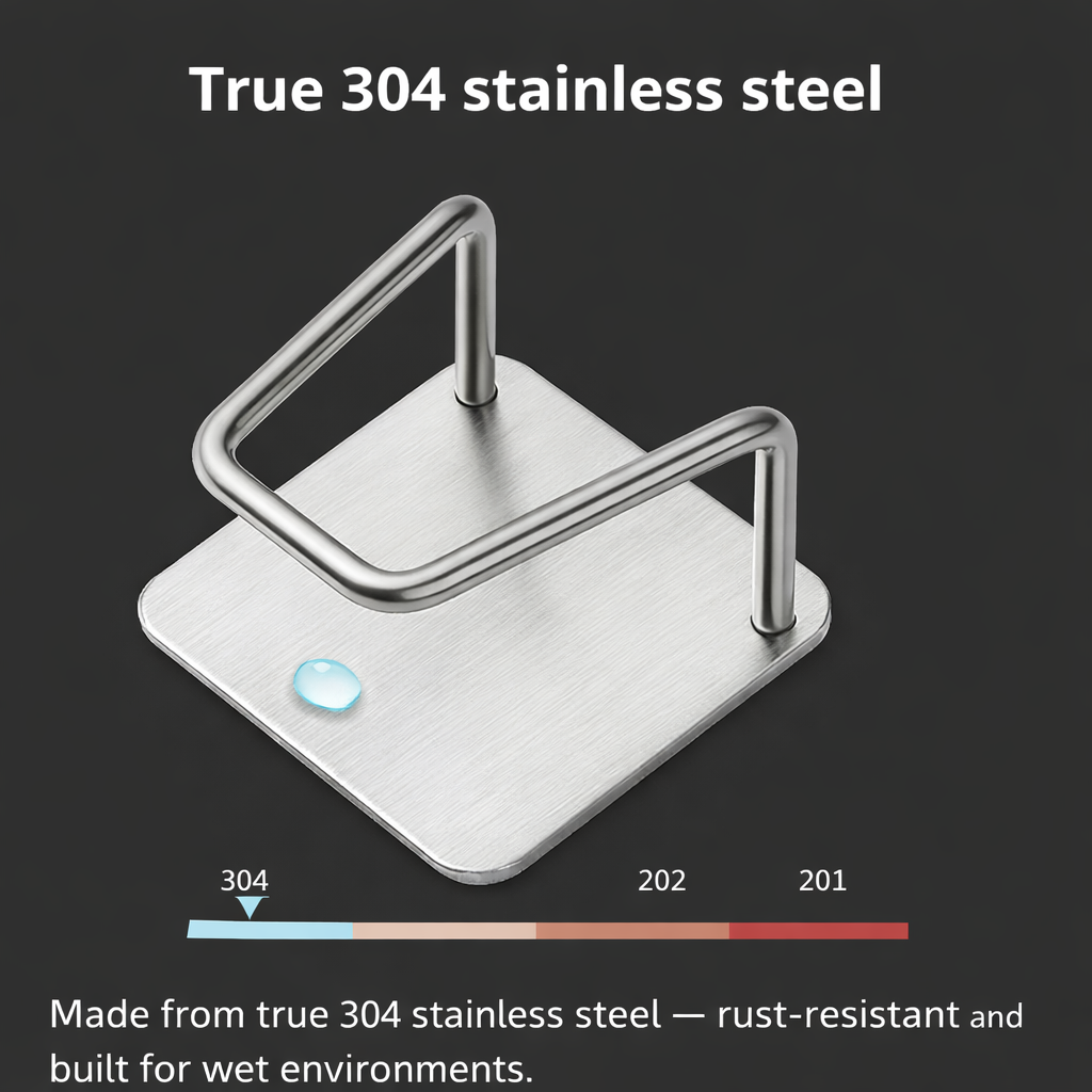 Stainless Steel Sponge Holder (No-Drill, Rust-Free)