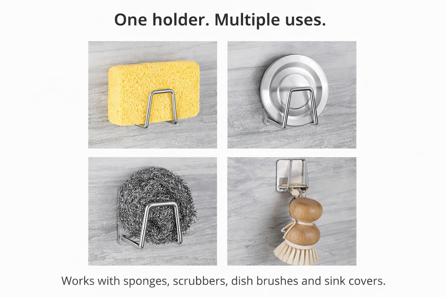 Stainless Steel Sponge Holder (No-Drill, Rust-Free)